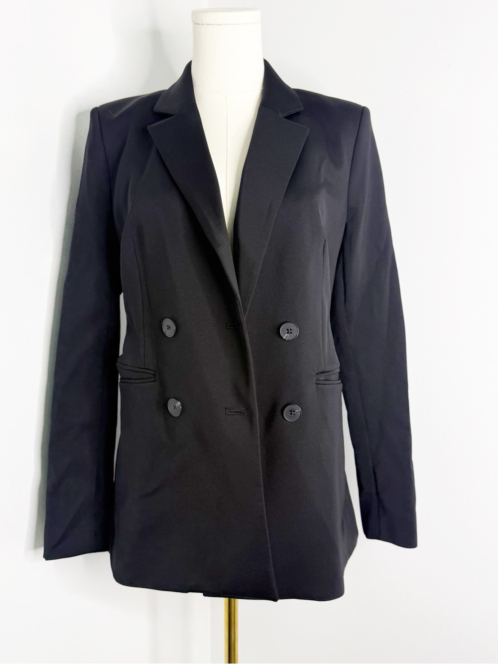 Express Black Double Knit Blazer Small Double Breasted Career Jacket